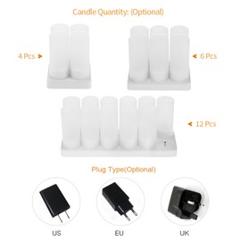 12pcs/set Rechargeable LED Flickering Flameless Candles Tealight Candles Lights with Frosted Cups Charging Base Yellow Light AC100-240V