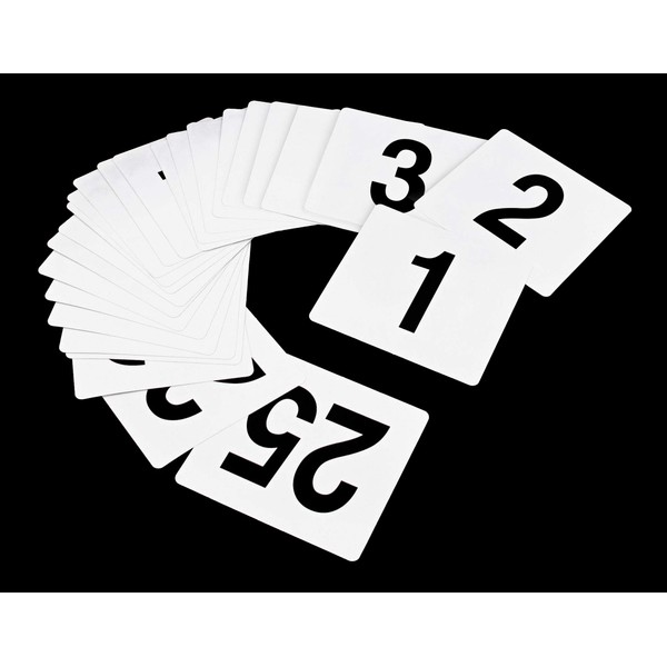 New Star Foodservice 1-25 Table Numbers, 4" x 4", White