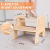 2 Pack Toddler Step Stool, Wooden Height-Adjustable 2-Step Stool for