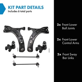 TRQ Front Suspension Kit Ball Joint Control Arm Sway Bar Stabilizer Link Compatible with 2017-2021 Subaru Impreza