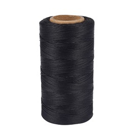 Pandahall 260 Meters/Roll 1mm Flat Waxed Polyester Cord Thread DIY Craft Sewing Beading Cord String (Black)