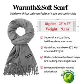 Arctic Penguin Pashmina Scarf, Cashmere Stole, Women's Shoulder Scarf, Wedding Cashmere Shawl, Men's Wrap for Winter, Men's Shawl, 200 x 70 cm - gray, size: l