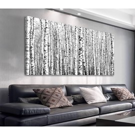 arteWOODS Birch Forest Canvas Wall Art for Living Room Wall Decor, Birch Woods Nature Pictures, Black and White Birch Trees Canvas Painting Artwork, Bedroom Home Office Wall Decorations, 20x40in