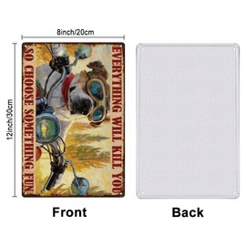 SUPERDANT Blechschild Hunde Motorrad Motiv Lustiges Metallschild Mit Welpen Motorrad Retro Blechschilder Vintage Garage Metallschilder Für Zuhause Männerhöhle Dekoration Blechschilder Cafés Bars