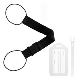 1 Black Luggage Strap And 1 White Luggage Tag, Adjustable Elastic Luggage Straps, Luggage Straps, Luggage Tags, Luggage Accessories