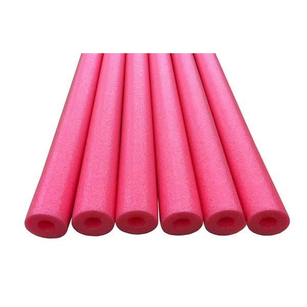 Oodles of Noodles Deluxe Foam Pool Swim Noodles - 6 Pack Red 52 Inch Wholesale Pricing Bulk Pack and Free Connector
