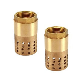 DN25 1 Inch Brass Foot Valve Check Valve, Internal Thread, Backflow Preventer with Suction Basket for Connecting to Pumps [Pack of 2]