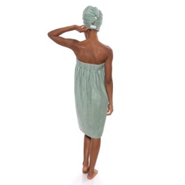 Texere Women's Towel Wrap - Modal & Organic Cotton Blend (Lily Green, 2X/3X)