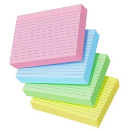 200PCS Flash Cards Revision, A6 (10.2CM x 14CM), Index Cards Coloured, Flashcards for Revision Cue Cards, Lined on Front, Blank on Back Note Card, Neon Colors Record Card for Studying Office School