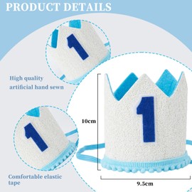 NICENEEDED 1st Birthday Crown Hat, Blue Birthday Party Hat, First Birthday Hat Happy Birthday Crown Baby Showers