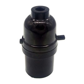 Phenolic Medium Base Light Socket with Push Switch, 3 Pack E26 Medium Screw Light Holder Black Edison Retro Pendant lamp holder