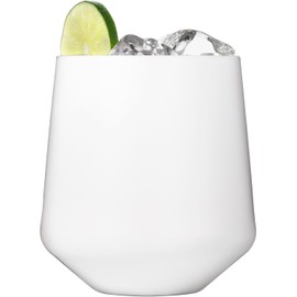 Drinique Unbreakable Stemless Wine Glasses - Set of 4 - Made in USA 12 oz Tritan Unbreakable Plastic Wine Glasses, Reusable for Indoor or Outdoor Use, BPA Free & Shatterproof, White