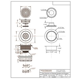 Westbrass A2165-01 4-1/4" OD Post Style Large Kitchen Basket Strainer with Waste Disposal Flange and Stopper Drain Set, 1-Pack, Polished Brass