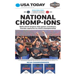 Florida Gators National Champions 2025 USA Today Newspaper Cover RP 11 X 17"