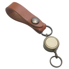 Highstyle Tochigi Leather & Reel Key Simple Type Antique Color Belt Loop Key Chain, antique/camel