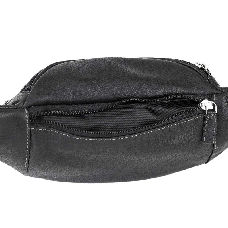 Buffalo Belt bag LEAS, Genuine Leather, black - ''LEAS Travel-Line''