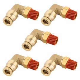 Boeray 1/4" Quick Push to Connect Fittings Brass 90 Degree Union Swivel Elbow Joint DOT Approved 1/4" Tube OD x 1/8" NPT Thread Air Brake Line Adapter Air Suspension Kit for Car Truck Trailers 5pcs