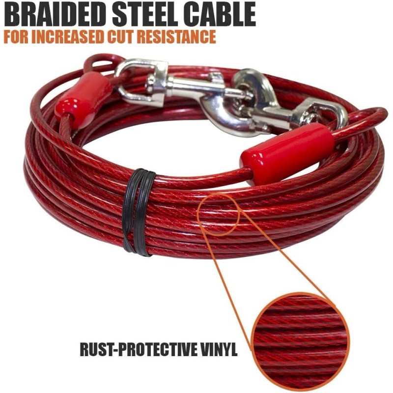BV 30Ft Heavy Duty Dog Leash Cable For Dogs Up
