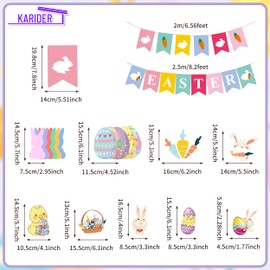 20Pcs Easter Party Decorations, Easter Bunny Banner Hanging Decorations Set Includes Easter Decorations Banner Easter Eggs Bunny Chick Easter Hanging Swirls For Easter Hanging Decorations