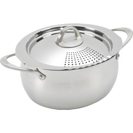 Bialetti 6-Quart Nonstick Aluminum Pasta Pot with Strainer Lid and Handles, PFOA-Free Nonstick Oval Cooking Pot and Lid, Silver