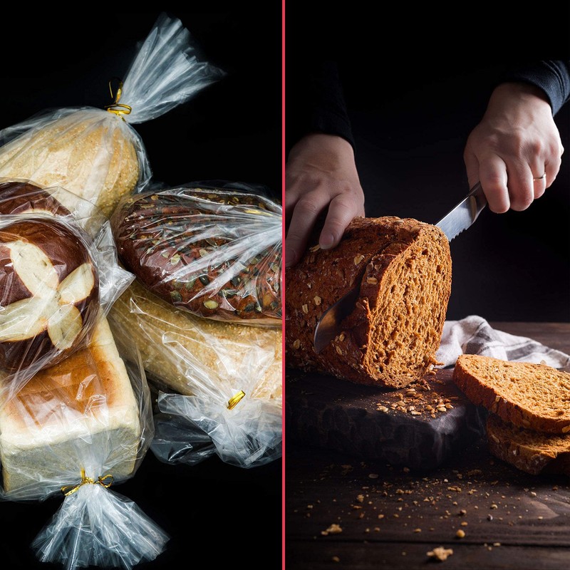 Bread Bags with Ties, Reusable,100 Clear Bags and 100 Ties,
