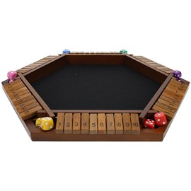 Pacific Shore Games Shut The Box Game 6 Player – Walnut Stained Wood, Wooden Board Game, Table Games for Adults, Bar Games, Portable Dice Game for 1-6 Players, Classic Games