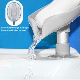 2Pack Soap Holder Leaf-Shape - Self Draining Soap Dish Holder, Not Punched Easy Clean Bar Soap Holder, with Suction Cup Soap Dish Suitable for Shower, Bathroom, Kitchen Sink (Grey + Green)