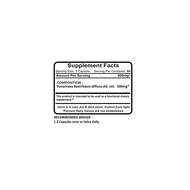 Planet Ayurveda Punarnava, 500mg Veg Capsules - 2 Bottles