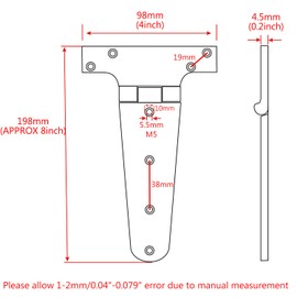 Pair of 316 Stainless Steel Heavy Duty Marine Grade "T" Hinge 8"(L)*4"(W) Cast Strap Hinge