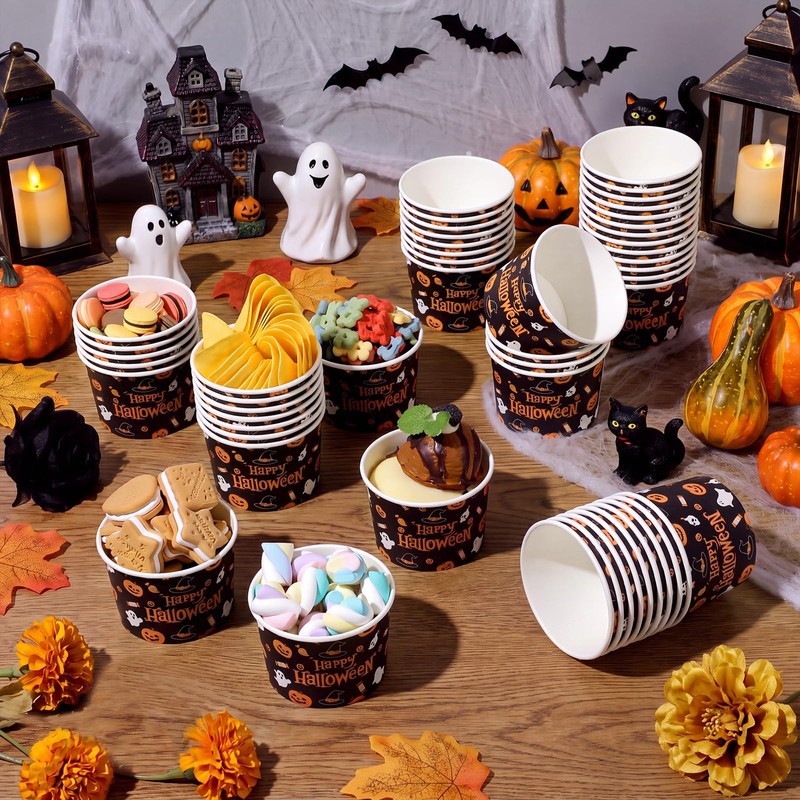 50 Pack Halloween Soup Bowls 9oz Disposable Paper Snack Cups
