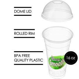 DrinkFit 16 ounces Plastic Cups | Disposable Plastic Cups | PET Plastic, Crystal Clear, Bulk Party Drinking Cups for Iced Coffee, Jello Shots Condiments [1000ct Case]
