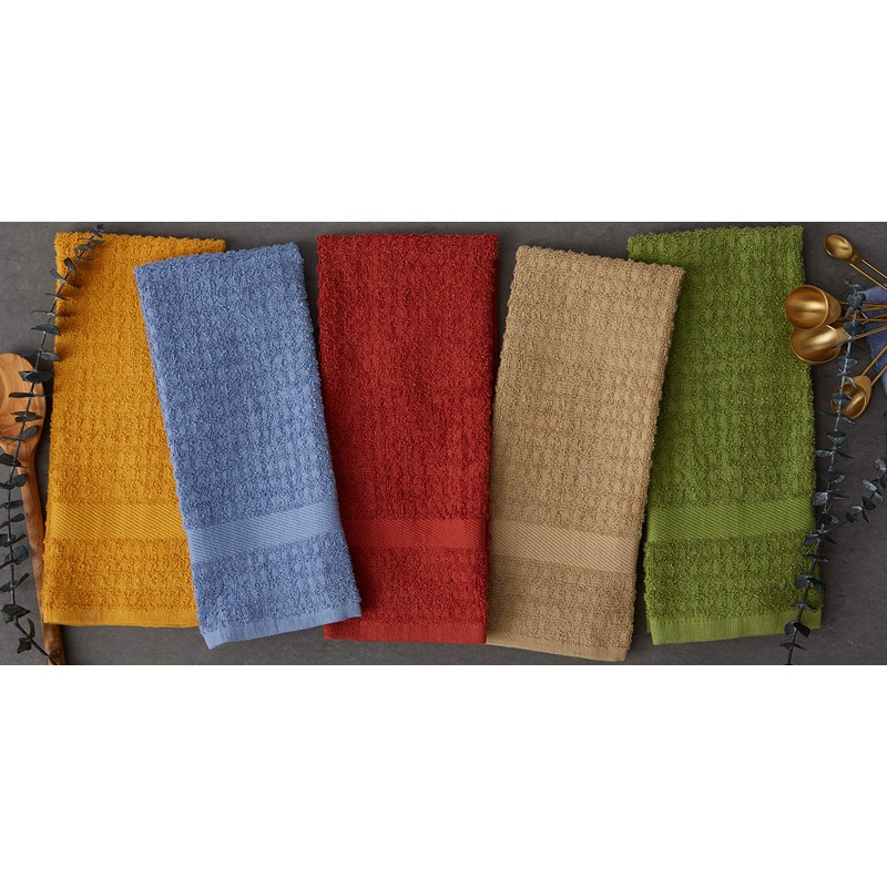 DII Basic Terry Collection Waffle Dishtowel Set, 15x26, Solid Antique