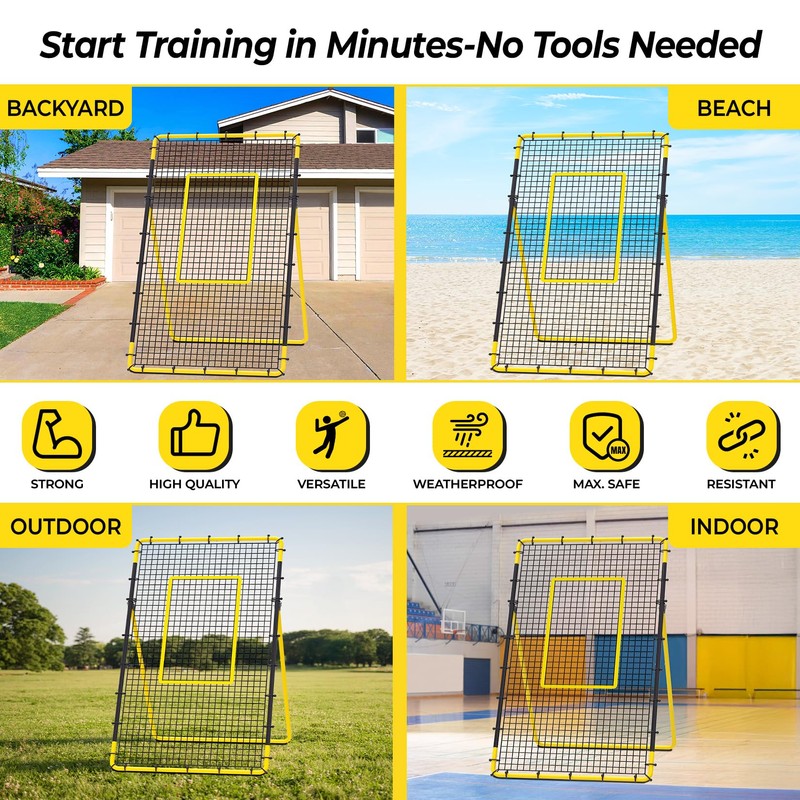 Happy Jump 7x4 FT Portable Volleyball Rebounder Net, 5 Adjustable