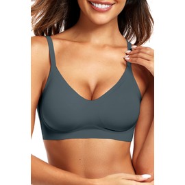 Vertvie Womens Seamless Bra No Underwire Comfort Push Up Bras Buttery Soft Wireless Bralette Full Coverage Sport Everyday Bra(Navy Blue,Small)