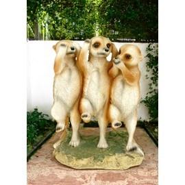 Kremers Schatzkiste Garden Figurine Meerkat Group - Hear Nothing Seeing and Saying - Garden Decoration Gift Meercat Animal Figures