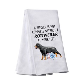 Funny Rottweiler Kitchen Towel A Kitchen Is Not Complete Without A Rottweiler At Your Feet Kitchen Towel Dish Towel (Without A Rottweiler At Your Feet)