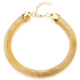 Elegant Textured Mesh Choker Necklace in Gold Color, Flexible Metal Ribbon Collar Statement Necklace(CA)