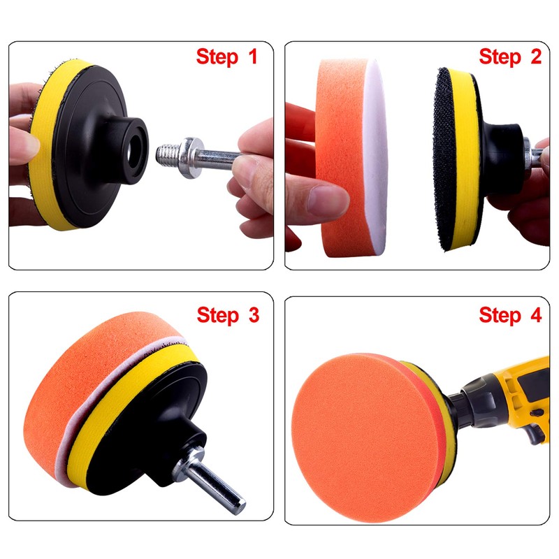 SIQUK 13 Pieces Buffing Pads 3 Inch Car Polishing Pad