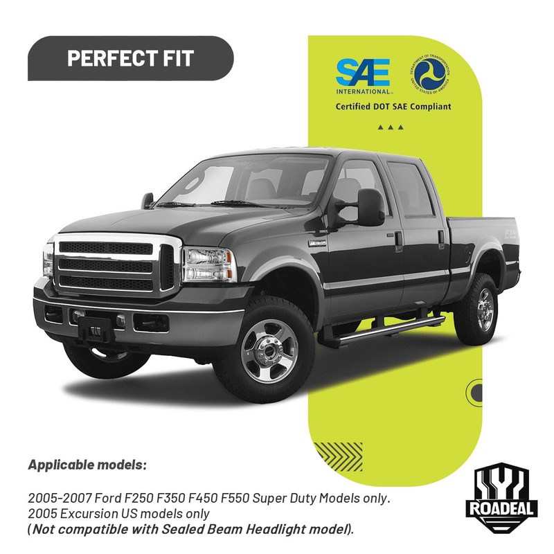 ROADEAL Headlights W/Bulbs for 2005 2006 2007 Ford F250 F350