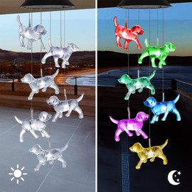 Dog Wind Chimes OkayGoo Solar Dog Light Unique Birthday Gifts for Women Solar Wind Chimes Color Changing Dog LED Light Outdoor Gifts for Mom Grandma