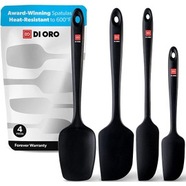 DI ORO Juego de espátulas de silicona – Espátulas de cocina de goma para hornear, cocinar y mezclar – Resistente al calor a 600 °F y libre de BPA espá