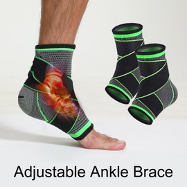 liuchanghe Pack of 2 Ankle Brace Adjustable Ankle Brace Bandage Ankle Brace for Sports such as Football, Fitness or Running, L