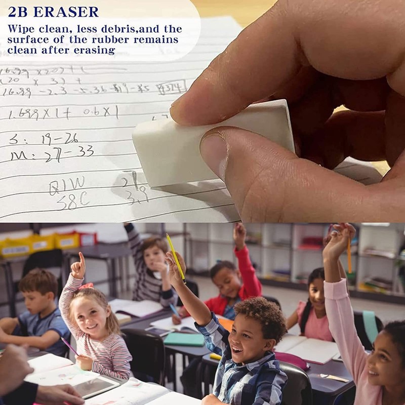 Erasers, Pack of 40 Plastic Mini White Text Erasers, Eraser