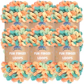 JubileeYarn Fun Finger Loops Yarn - Hilo de poliéster jumbo para peso - 100 g/madeja - Col 140 - Eiar - 6 madejas