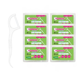 Double-Thread Dental Floss Picks, Thin Thread for Adults & Kids, Superior Oral Care, Dental Hygiene, Gum Health(50x8 Cases, 400 Total Floss Picks)