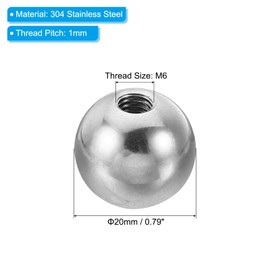 PATIKIL M6x20mm Ball Nuts Knob, 2 Pack Female Thread 304 Stainless Steel Round Blind Hole Screw Cap Cover for Lighting Machinery DIY Decoration, Silver
