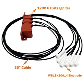 MENSI Electronic Pulse Ignitor Kit Pack 110/120V/240V 6 Exits Igniter with SIX Spark Ceramic Electrodes and Wires Cable 36" Fits GE, Whirlpool Range Repair