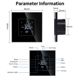 JIMEIDA Smart Thermostat Heating Black Floor Heating Chamber with Alexa Echo, Google Assistant Constant Temperature Chamber for Electric Heating and Heating Temperature Control