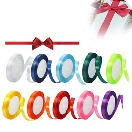 10 Colors Double Face Satin Ribbon,3/8" 25 Yard/Roll Fabric Ribbons Craft,Ribbon for Gift Wrapping Girl Hair Bow, Ribbons for Crafts Party Wedding Décor