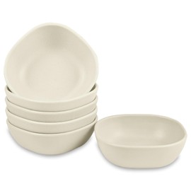 6PCS 4.5 OZ Wheat Straw Small Dessert Bowls, Stacked Pinch Bowls, Mini Prep Bowls, Unbreakable Dipping Saucers for Side Dishes, Seasoning, Snack, Appetizer (Beige)